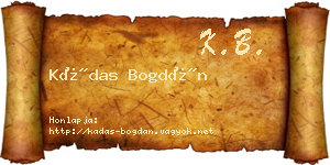 Kádas Bogdán névjegykártya